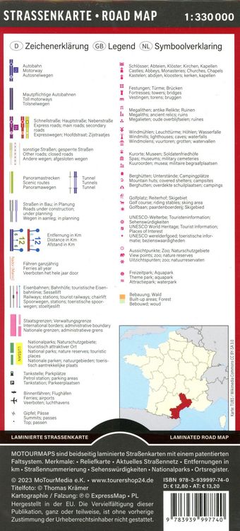 Produktbild: MoTourMaps Languedoc-Roussillon Auto- und Motorradkarte