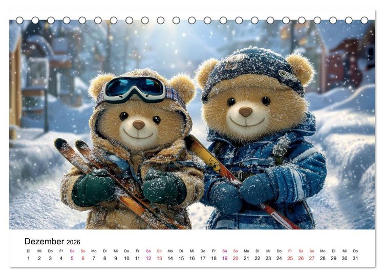 Produktbild: Teddys Welt - B&auml;renstark durchs Jahr (Tischkalender 2026 DIN A5 quer), CALVENDO Monatskalender