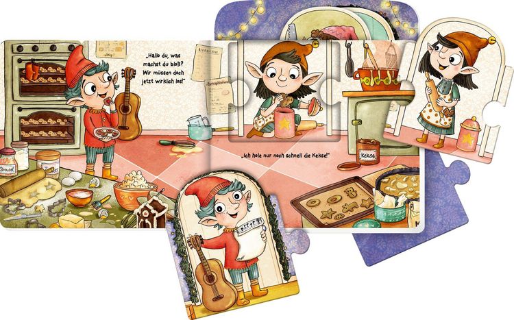Produktbild: Mein Mitmach-Puzzle-Buch: 5 Wichtel feiern Weihnachten