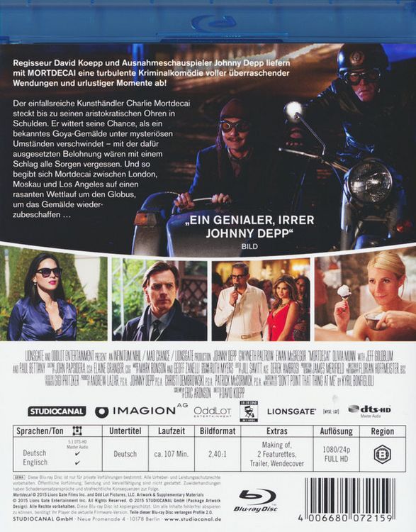 Produktbild: Mortdecai - Der Teilzeitgauner