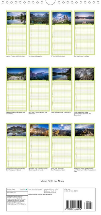 Produktbild: Familienplaner Meine Sicht der Alpen (Wandkalender 2022 , 21 cm x 45 cm, hoch)