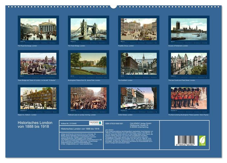 Produktbild: Historisches London von 1888 bis 1918 (hochwertiger Premium Wandkalender 2026 DIN A2 quer), Kunstdruck in Hochglanz