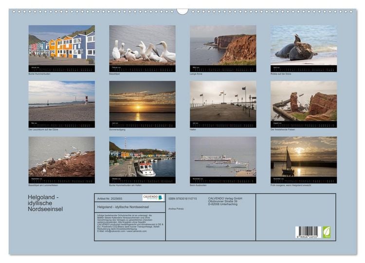 Produktbild: Helgoland - idyllische Nordseeinsel (Wandkalender 2026 DIN A2 quer), CALVENDO Monatskalender