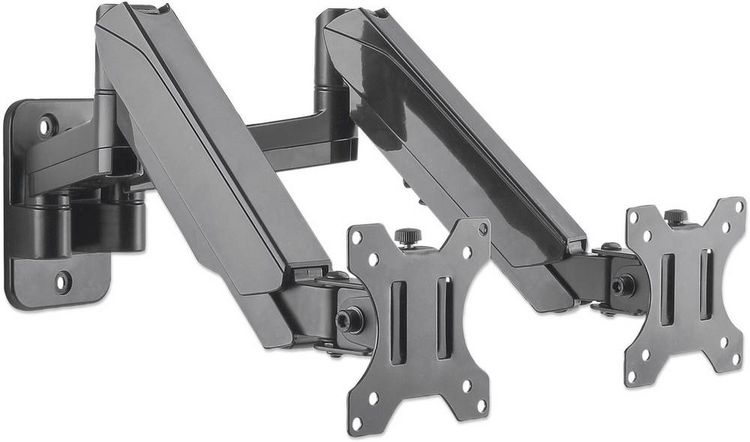 Produktbild: Manhattan Monitor-Wandhalterung 461627 2 Display(s) 43,2 cm (17") - 81,3 cm (32") Schwarz Drehbar, H&ouml;henverstellbar, Neigbar, Schwenkbar