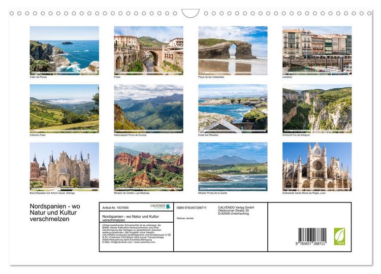 Produktbild: Nordspanien - wo Natur und Kultur verschmelzen (Wandkalender 2026 DIN A3 quer), CALVENDO Monatskalender