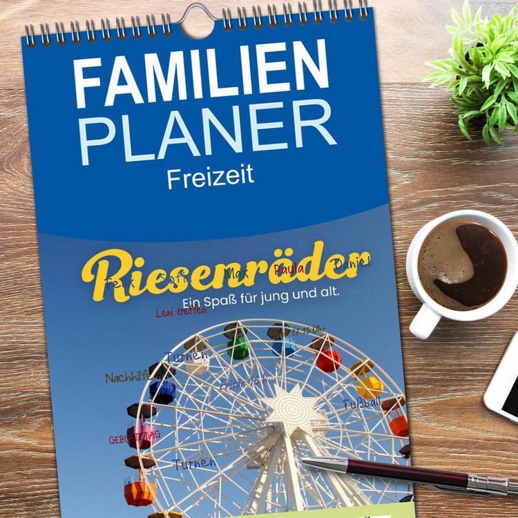 Produktbild: Familienplaner 2026 - Riesenr&auml;der - Ein Spa&szlig; f&uuml;r jung und alt. mit 5 Spalten (Wandkalender, 21 x 45 cm) CALVENDO