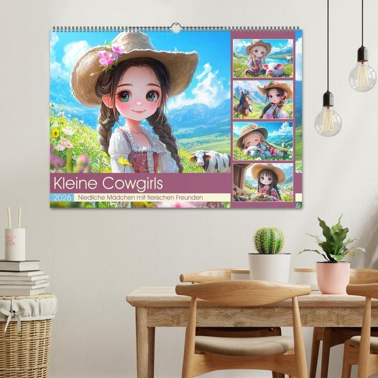 Produktbild: Kleine Cowgirls. Niedliche M&auml;dchen mit tierischen Freunden (Wandkalender 2026 DIN A2 quer), CALVENDO Monatskalender