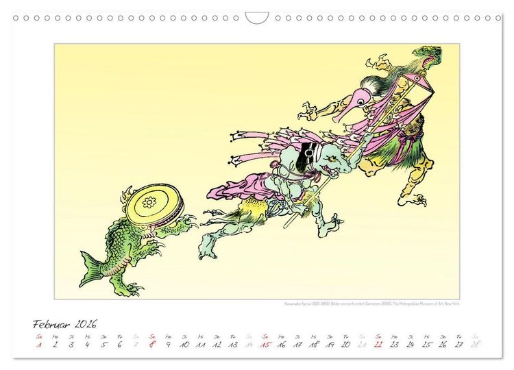 Produktbild: Kawanabe Kyosai - Einhundert D&auml;monen Kunstkalender (Wandkalender 2026 DIN A3 quer), CALVENDO Monatskalender