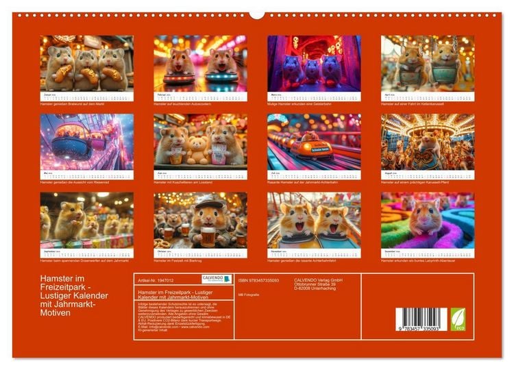 Produktbild: Hamster im Freizeitpark - Lustiger Kalender mit Jahrmarkt-Motiven (hochwertiger Premium Wandkalender 2026 DIN A2 quer), Kunstdruck in Hochglanz