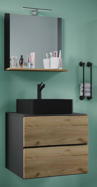Produktbild: 3-tlg Waschtisch Badm&ouml;bel Lendas 60 cm M Schublade