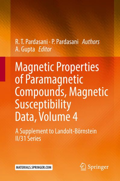 Produktbild: Magnetic Properties of Paramagnetic Compounds, Magnetic Susceptibility Data, Volume 4