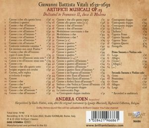 Produktbild: Vitali:Artificii Musicali op.13