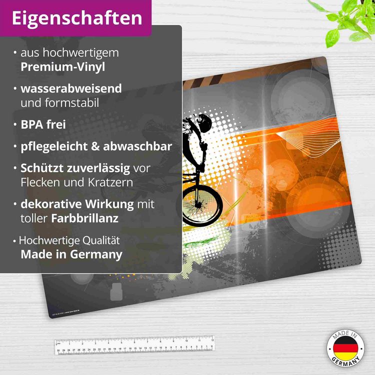 Produktbild: Cover-your-desk Schreibtischunterlage f&uuml;r Kinder und Erwachsene Mountainbike Orange, aus hochwertigem Vinyl , 60 x 40 cm