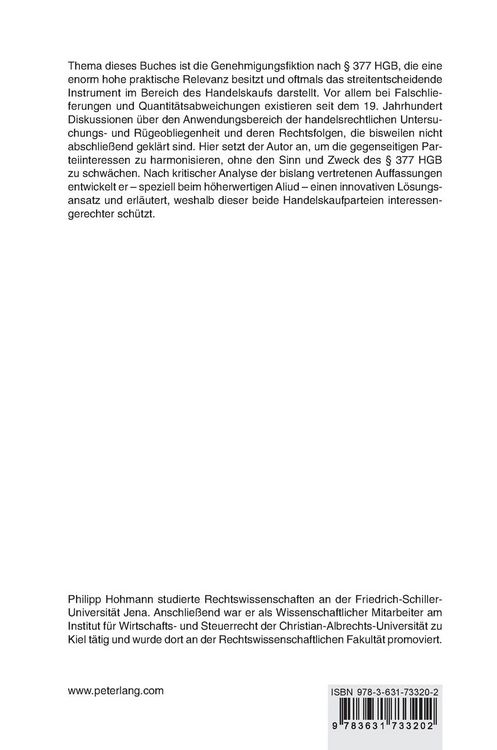 Produktbild: Die Genehmigungsfiktion nach &sect; 377 HGB bei Falschlieferung und Quantit&auml;tsabweichung