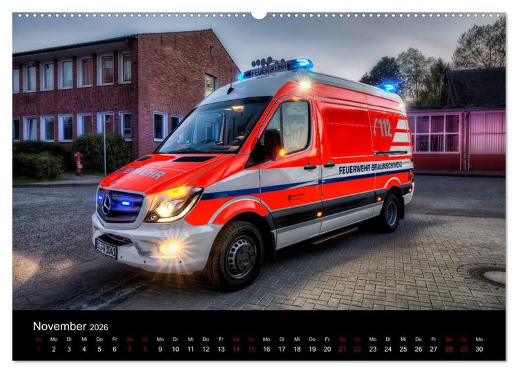 Produktbild: Berufsfeuerwehr Braunschweig (hochwertiger Premium Wandkalender 2026 DIN A2 quer), Kunstdruck in Hochglanz