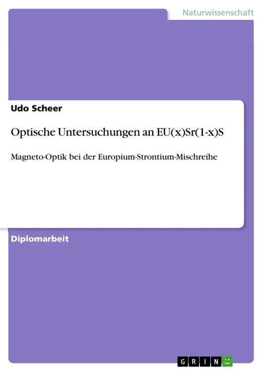Produktbild: Optische Untersuchungen an EU(x)Sr(1-x)S
