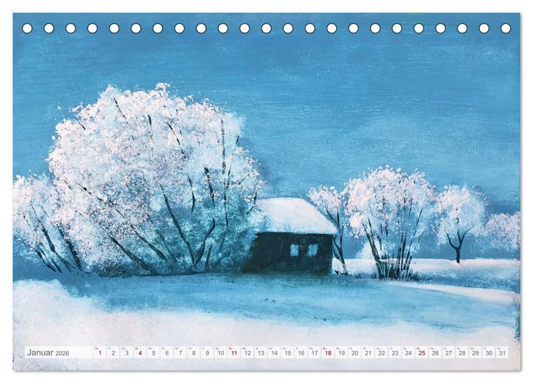 Produktbild: Winterzauberwelt - Gemalte Winterlandschaften (Tischkalender 2026 DIN A5 quer), CALVENDO Monatskalender