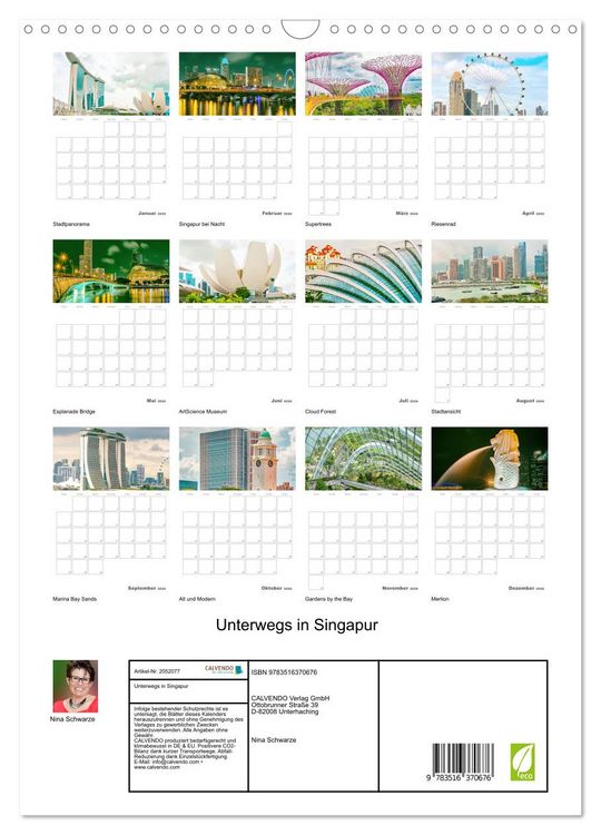 Produktbild: Unterwegs in Singapur (Wandkalender 2026 DIN A3 hoch), CALVENDO Monatskalender