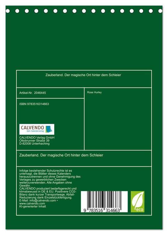 Produktbild: Zauberland. Der magische Ort hinter dem Schleier (Tischkalender 2026 DIN A5 hoch), CALVENDO Monatskalender