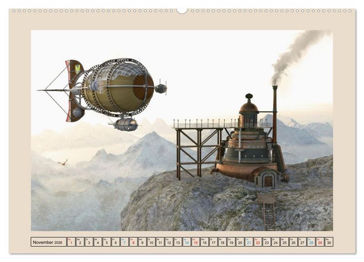 Produktbild: Steampunk Luftschiffe (hochwertiger Premium Wandkalender 2026 DIN A2 quer), Kunstdruck in Hochglanz