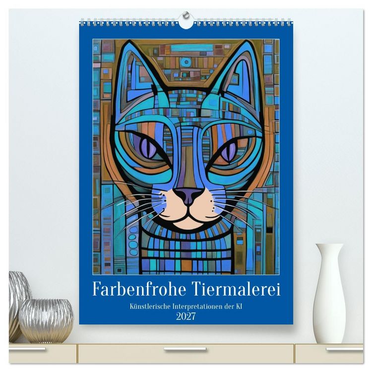 Produktbild: Farbenfrohe Tiermalerei (hochwertiger Premium Wandkalender 2027 DIN A2 hoch), Kunstdruck in Hochglanz