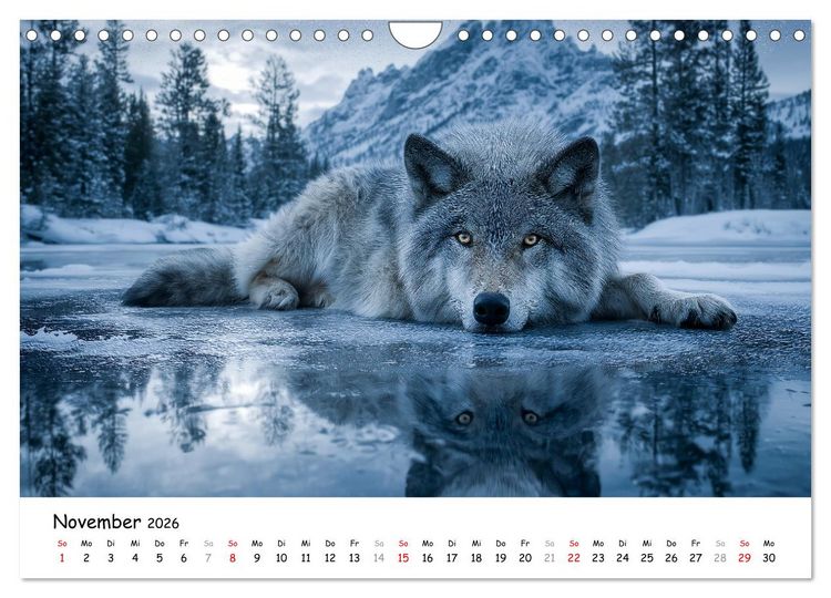 Produktbild: W&ouml;lfe im Mondlicht - Ruf der Wildnis (Wandkalender 2026 DIN A4 quer), CALVENDO Monatskalender