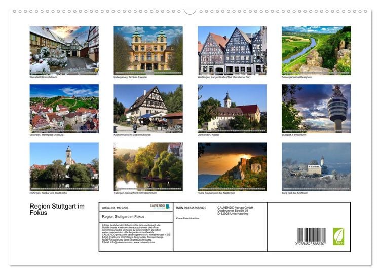Produktbild: Region Stuttgart im Fokus (hochwertiger Premium Wandkalender 2026 DIN A2 quer), Kunstdruck in Hochglanz