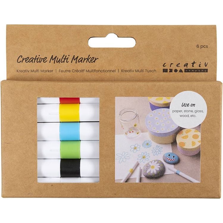 Produktbild: Creativ Company Kreativ Multi Marker, Strichst&auml;rke 4 mm, Sortierte Farben, 6 Stk