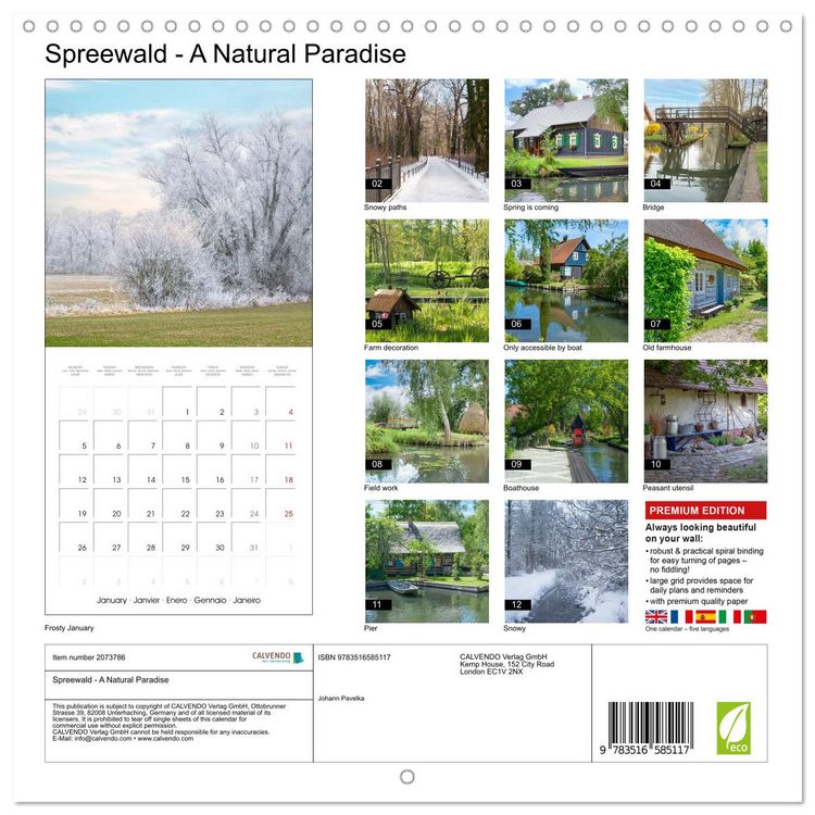 Produktbild: Spreewald - A Natural Paradise (Wall Calendar 2026 12 &times; 12 Inch) CALVENDO 12 Month Wall Calendar