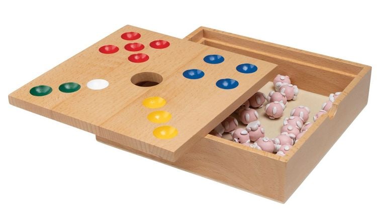 Produktbild: Philos 6342 - Schweinchen in der Grube, Holzbox, Buche, W&uuml;rfelspiel