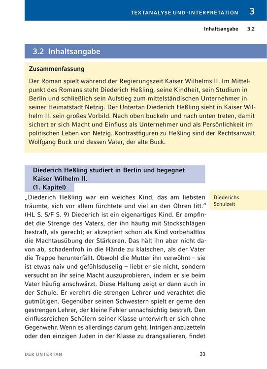 Produktbild: Der Untertan von Heinrich Mann - Textanalyse und Interpretation