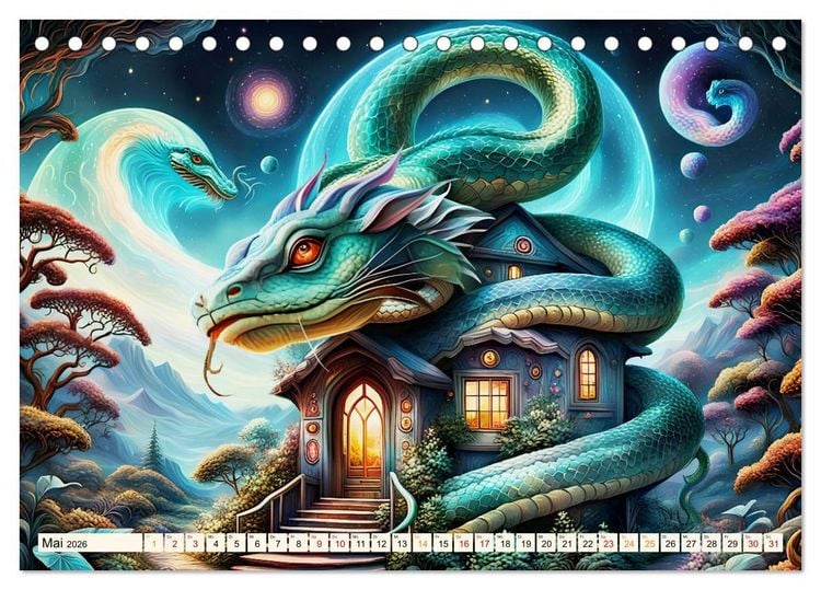 Produktbild: Drachenschlangen W&auml;chter (Tischkalender 2026 DIN A5 quer), CALVENDO Monatskalender