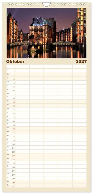 Produktbild: Familienplaner 2027 - Hamburg mit 5 Spalten (Wandkalender, 21 x 45 cm) CALVENDO