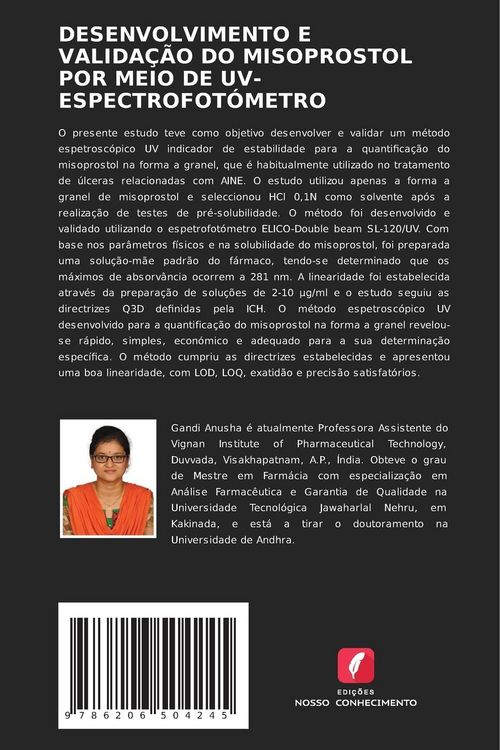Produktbild: Desenvolvimento E Valida&ccedil;&atilde;o Do Misoprostol Por Meio De Uv-Espectrofot&oacute;metro