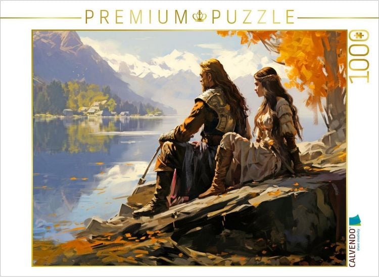 Produktbild: CALVENDO Puzzle Mann und Frau eines alten nordischen Volkes am Fluss - Wikinger | 1000 Teile Lege-Gr&ouml;&szlig;e 64x48cm Foto-Puzzle f&uuml;r gl&uuml;ckliche Stunden