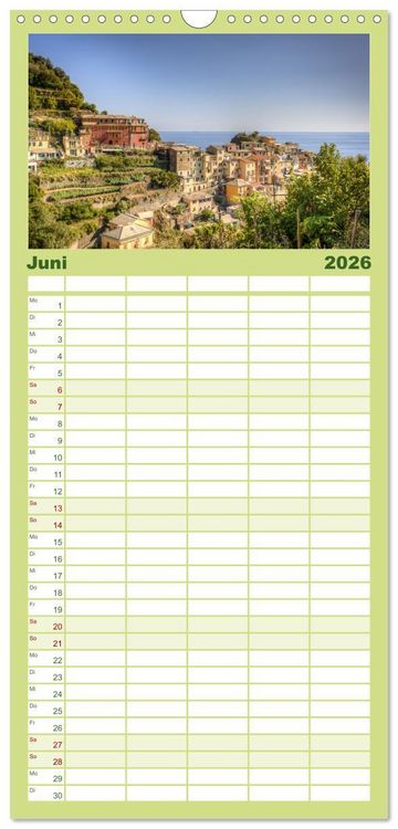 Produktbild: Familienplaner 2026 - Italienische Riviera Cinque Terre mit 5 Spalten (Wandkalender, 21 x 45 cm) CALVENDO