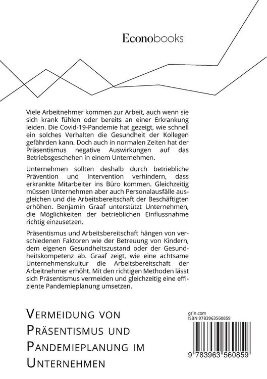 Produktbild: Vermeidung von Pr&auml;sentismus und Pandemieplanung im Unternehmen. Wie Unternehmen ihre Mitarbeiter sch&uuml;tzen und gleichzeitig Personalausf&auml;lle verringern