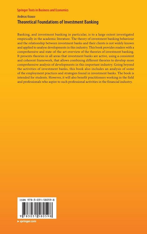 Produktbild: Theoretical Foundations of Investment Banking