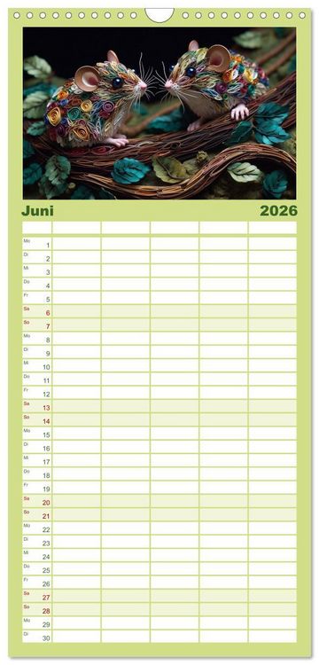 Produktbild: Familienplaner 2026 - Quilling Inspirationen mit 5 Spalten (Wandkalender, 21 x 45 cm) CALVENDO