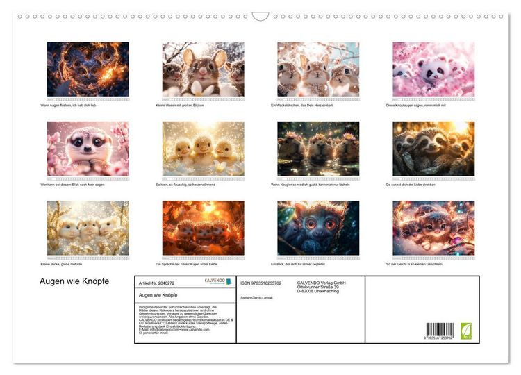 Produktbild: Augen wie Kn&ouml;pfe (Wandkalender 2026 DIN A2 quer), CALVENDO Monatskalender