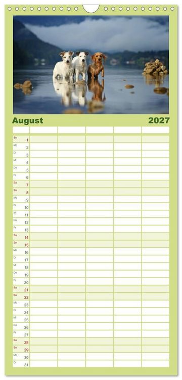 Produktbild: Familienplaner 2027 - Die Parson-Russell-Terrier...mit neuen Abenteuern aus der Hundeknipserei mit 5 Spalten (Wandkalender, 21 x 45 cm) CALVENDO