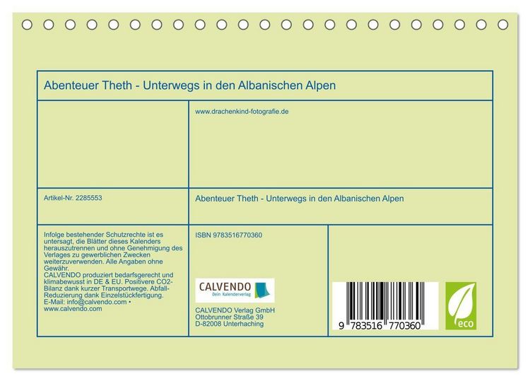 Produktbild: Abenteuer Theth - Unterwegs in den Albanischen Alpen (Tischkalender 2027 DIN A5 quer), CALVENDO Monatskalender
