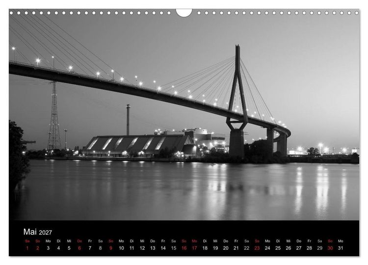 Produktbild: Hamburg monochrome Impressionen (Wandkalender 2027 DIN A3 quer), CALVENDO Monatskalender