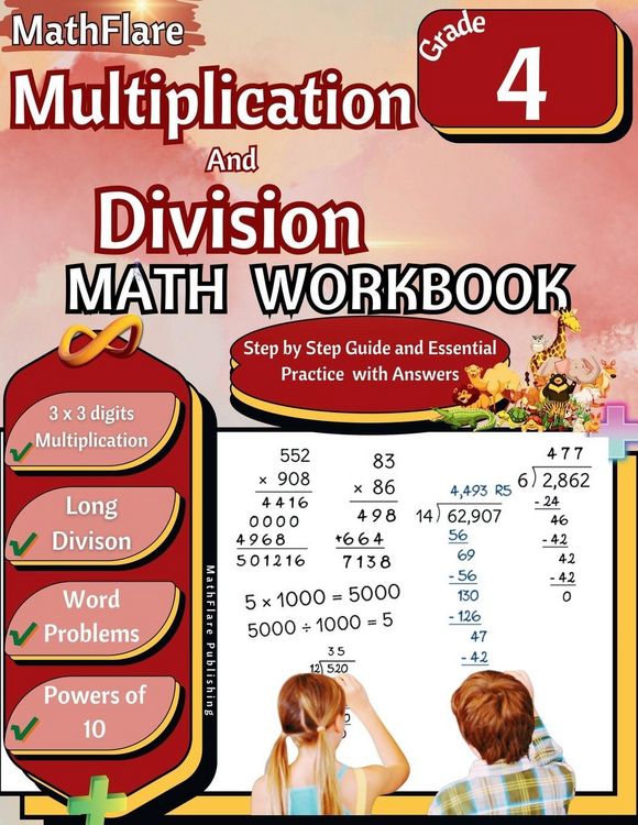 Produktbild: Multiplication and Division Math Workbook 4th Grade