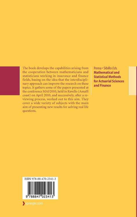 Produktbild: Mathematical and Statistical Methods for Actuarial Sciences and Finance