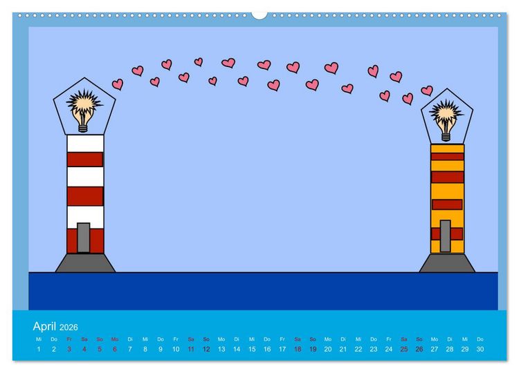 Produktbild: Leuchtturm im Meer (hochwertiger Premium Wandkalender 2026 DIN A2 quer), Kunstdruck in Hochglanz