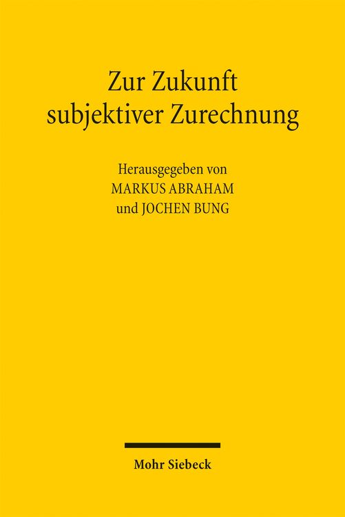 Produktbild: Zur Zukunft subjektiver Zurechnung