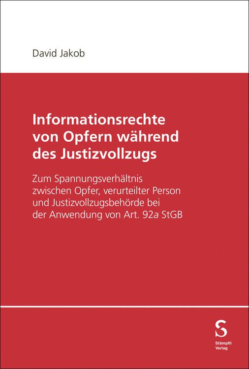 Produktbild: Informationsrechte von Opfern w&auml;hrend des Justizvollzugs