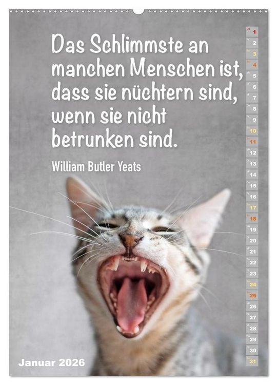 Produktbild: Der literarische Katerkalender (hochwertiger Premium Wandkalender 2026 DIN A2 hoch), Kunstdruck in Hochglanz