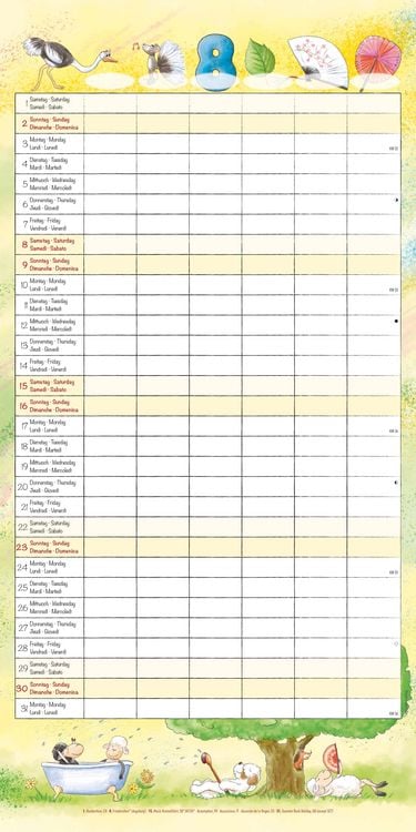 Produktbild: Familienplaner Cartoon 2026 - Broschürenkalender 30x30 cm (30x60 geöffnet) - Kalender mit Platz für Notizen - 6 Spalten - Bildkalender - Wandkalender